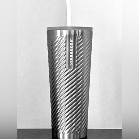 Starbucks Silver Swirl Stainless Steel Cold Cup Tumbler 24oz NWT Holiday 2022 - Picture 5 of 14